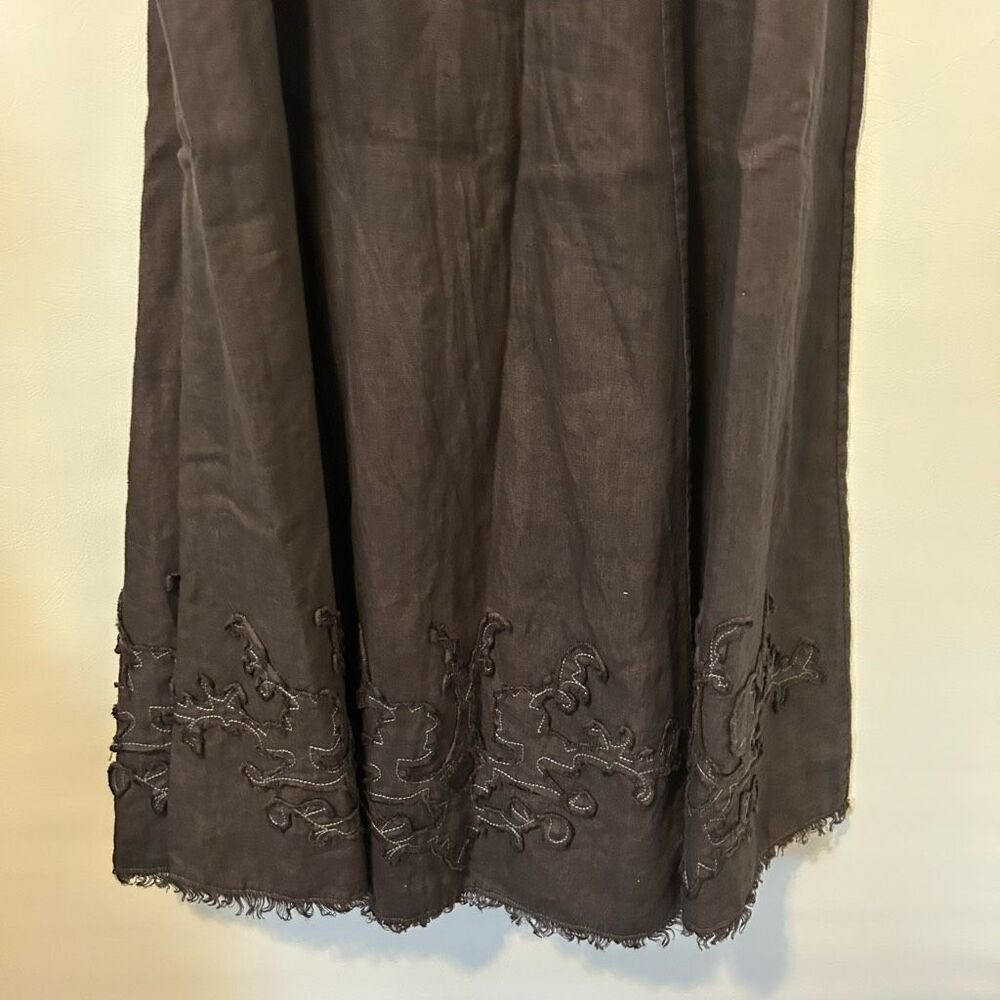 Soft Surroundings 100% Linen Maxi A-Line Skirt Grey brown medium tall boho prair - Picture 8 of 10